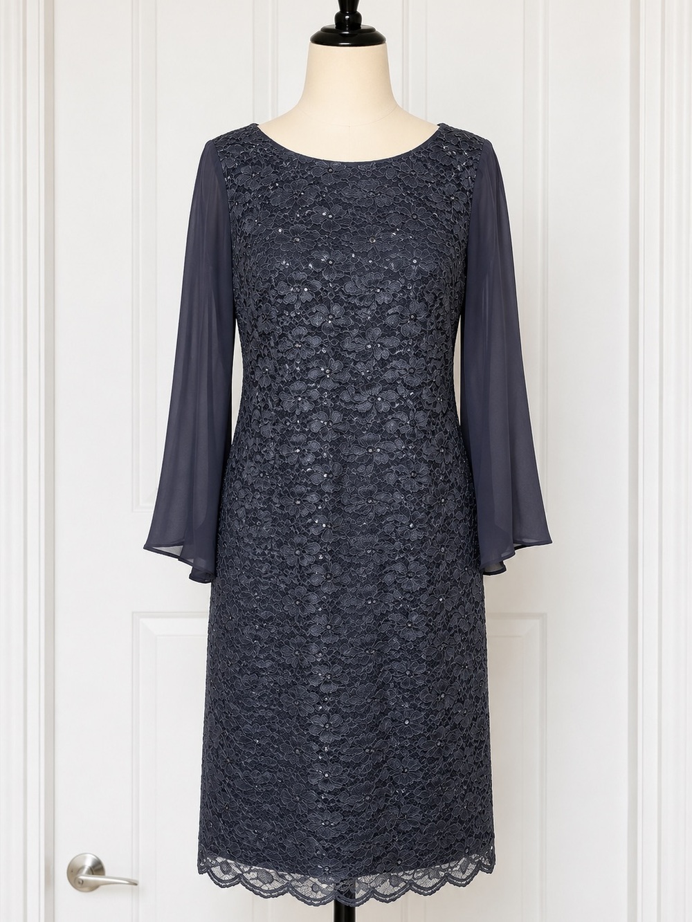 Connected Apparel Navy Lace Dress